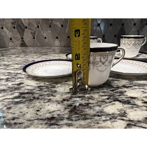 Cauldon 1900s Demitasse Espresso Set Cup Saucer 414J Antique 7 Pcs Blue Gold - Picture 7 of 16